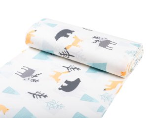 Detská bavlnená látka/plátno Sandra SA-278 Zvieratká v zime - šírka 230 cm - detail 1 - Biante.sk