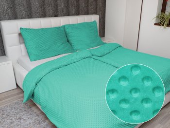 Hrejivé posteľné obliečky Minky 3D bodky MKP-047 Tyrkysovo zelené - Biante.sk
