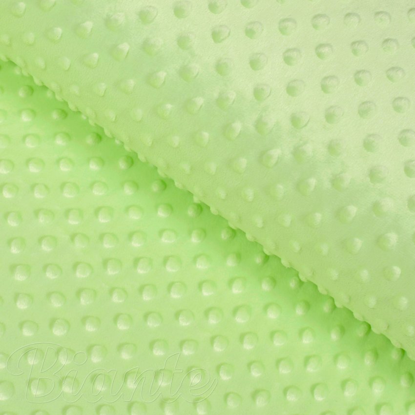 Dětská látka Minky 3D puntíky MKP-005 Pastelová světle zelená - šířka 150 cm - Biante.cz