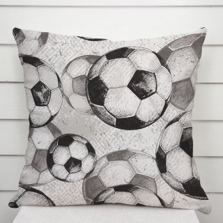 Detská bavlnená obliečka na vankúš Sandra SA-776 Čierno-sivé futbalové lopty - Biante.sk
