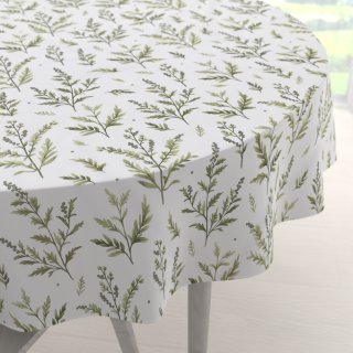 Bavlněný kulatý ubrus Sandra SA-718 Zelené natě bylinek na bílém - Biante.cz Bavlněný kulatý ubrus Sandra SA-718 Zelené natě bylinek na bílém - Biante.cz