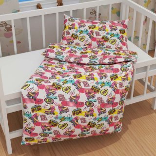 Dětské bavlněné povlečení do postýlky Sandra SA-604 Růžový retro styl - detail 1 - Biante.cz