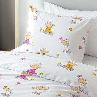 Dětské bavlněné ložní povlečení Sandra SA-728 Veselé ovečky na bílém - detail 1 - Biante.cz Dětské bavlněné ložní povlečení Sandra SA-728 Veselé ovečky na bílém - detail 1 - Biante.cz