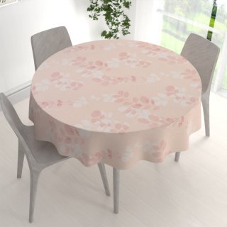 Bavlněný kulatý ubrus Sandra SA-682 Eukalyptové listy na pastelově růžovém - detail 1 - Biante.cz Bavlněný kulatý ubrus Sandra SA-682 Eukalyptové listy na pastelově růžovém - detail 1 - Biante.cz