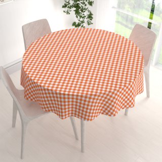 Dekorační kulatý ubrus Rebeka RE-005 Oranžovo-bílá kostka střední - detail 1 - Biante.cz