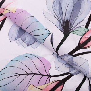 Bavlněná látka/plátno Sandra SA-333 Velké květy magnolie a kaly - šířka 160 cm - Biante.cz