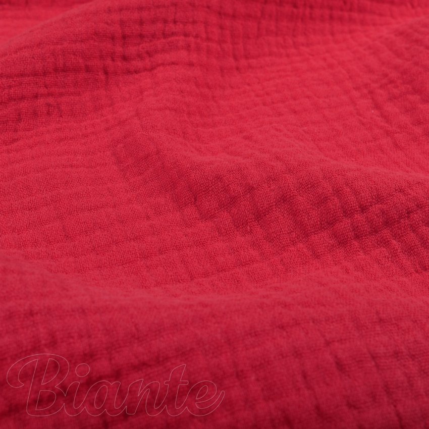 Mušelín dvojitá gázovina MSN-066 Sytě červená - metráž šířka 140 cm - detail 1 - Biante.cz