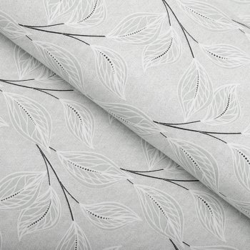 Dekorační látka Leona LN-165 Pnoucí lístky na šedém - šířka 140 cm a 280 cm - Biante.cz