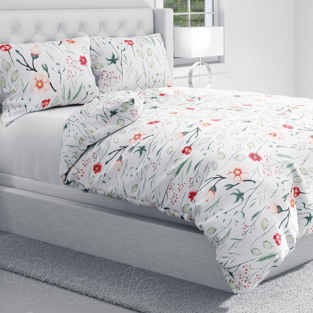 Bavlněné ložní povlečení Sandra SA-747 Luční květiny na bílém - detail 1 - Biante.cz
