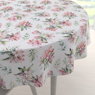 Teflonový kulatý ubrus TF-134 Akvarelové květy rododendronu na bílém - Biante.cz Teflonový kulatý ubrus TF-134 Akvarelové květy rododendronu na bílém - Biante.cz