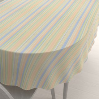 Bavlněný oválný ubrus Sandra SA-734 Pastelově barevné proužky - Biante.cz