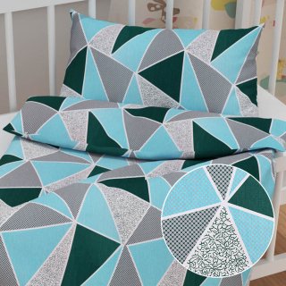 Dětské bavlněné povlečení do postýlky Sandra SA-334 Modro-zelené trojúhelníky - Biante.cz Dětské bavlněné povlečení do postýlky Sandra SA-334 Modro-zelené trojúhelníky - Biante.cz