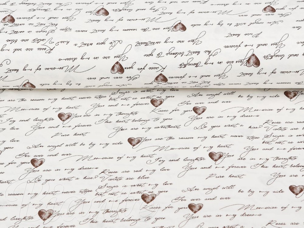 Bavlněná látka/plátno Sandra SA-028 Vyznání lásky - šířka 145 cm - detail 4 - Biante.cz