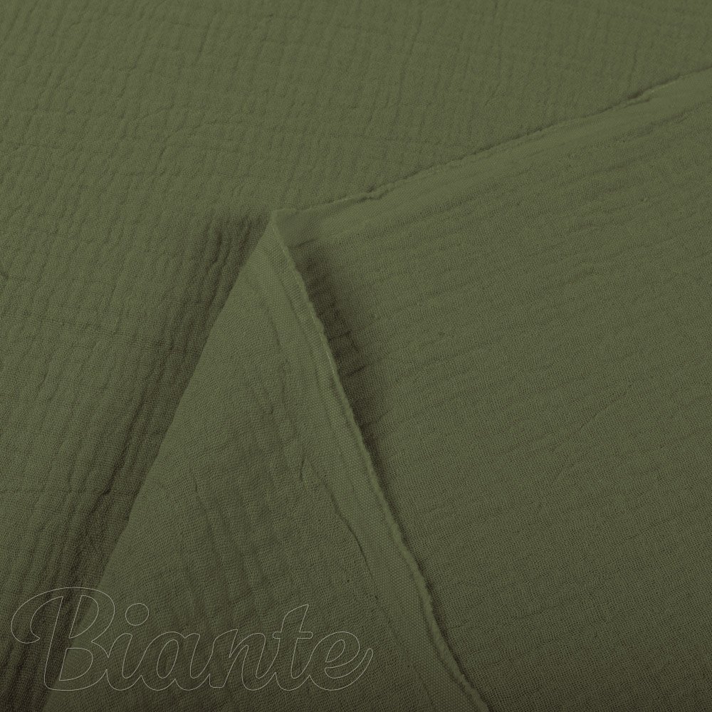 Mušelín dvojitá gázovina MSN-022 Tmavá olivově zelená - metráž šířka 140 cm - detail 3 - Biante.cz