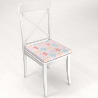 Teflonový čtvercový podsedák TF-106 Barevné kraslice na bílém - 38x38x3 cm - detail 1 - Biante.cz