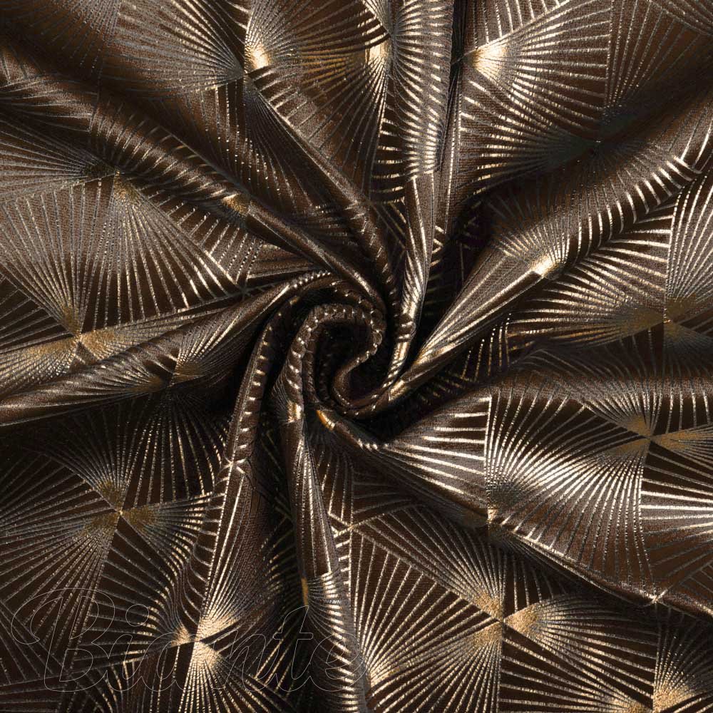 Sametová látka Isabela IBL-012 Rose Gold trojúhelníky na hnědém - šířka 280 cm - detail 2 - Biante.cz