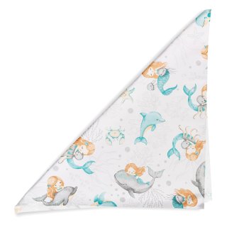 Dětský bavlněný šátek Sandra SA-691 Modrozelené mořské panny s delfíny a velrybami na bílém - detail 1 - Biante.cz Dětský bavlněný šátek Sandra SA-691 Modrozelené mořské panny s delfíny a velrybami na bílém - detail 1 - Biante.cz
