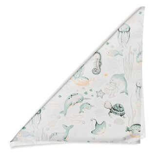 Dětský bavlněný šátek Sandra SA-688 Mořský svět zelený na bílém - detail 1 - Biante.cz Dětský bavlněný šátek Sandra SA-688 Mořský svět zelený na bílém - detail 1 - Biante.cz
