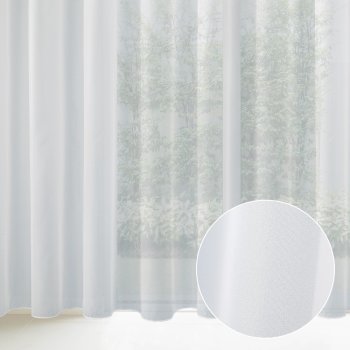 Bílá hladká perleťově lesklá záclona/organza s olůvkem ZAC-032 výška 325 cm