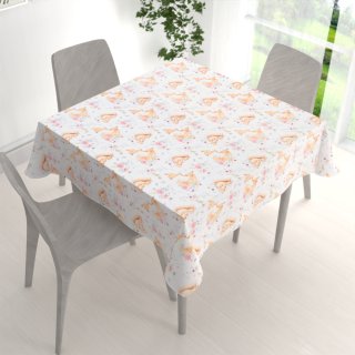 Dětský bavlněný čtvercový ubrus Sandra SA-694 Veverky a lišky mezi květinami na bílém - detail 1 - Biante.cz Dětský bavlněný čtvercový ubrus Sandra SA-694 Veverky a lišky mezi květinami na bílém - detail 1 - Biante.cz