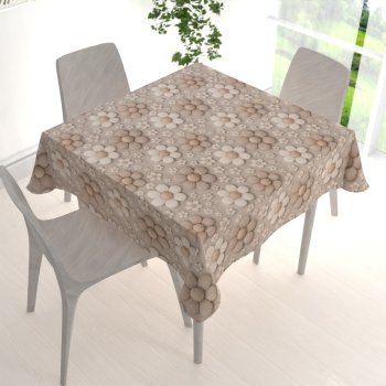 Dekorační čtvercový ubrus Terra TRA-005 Pletené kytičky na šedobéžovém - detail 1 - Biante.cz