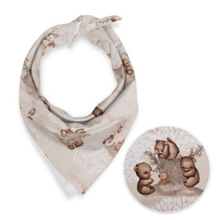 Dětský bavlněný šátek Sandra SA-698 Hnědá lesní zvířátka na béžovém - Biante.cz Dětský bavlněný šátek Sandra SA-698 Hnědá lesní zvířátka na béžovém - Biante.cz