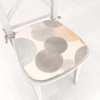 Zamatový oblý podsedák Tamara TMR-047 Sivo-béžové kruhy na smotanovom - 39x37x3 cm - Biante.sk