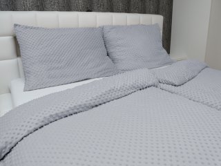 Hřejivé ložní povlečení Minky 3D puntíky MKP-050 Stříbrnošedé - detail 1 - Biante.cz Hřejivé ložní povlečení Minky 3D puntíky MKP-050 Stříbrnošedé - detail 1 - Biante.cz