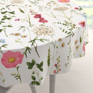 Bavlněný kulatý ubrus Sandra SA-667 Velké luční kvítí na bílém - Biante.cz Bavlněný kulatý ubrus Sandra SA-667 Velké luční kvítí na bílém - Biante.cz