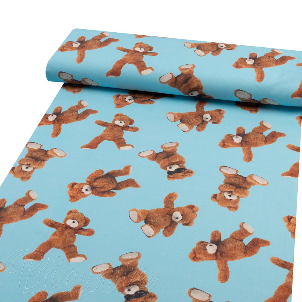 Dětská bavlněná látka/plátno Sandra SA-724 Plyšoví medvídci na modrém - šířka 150 cm - detail 1 - Biante.cz