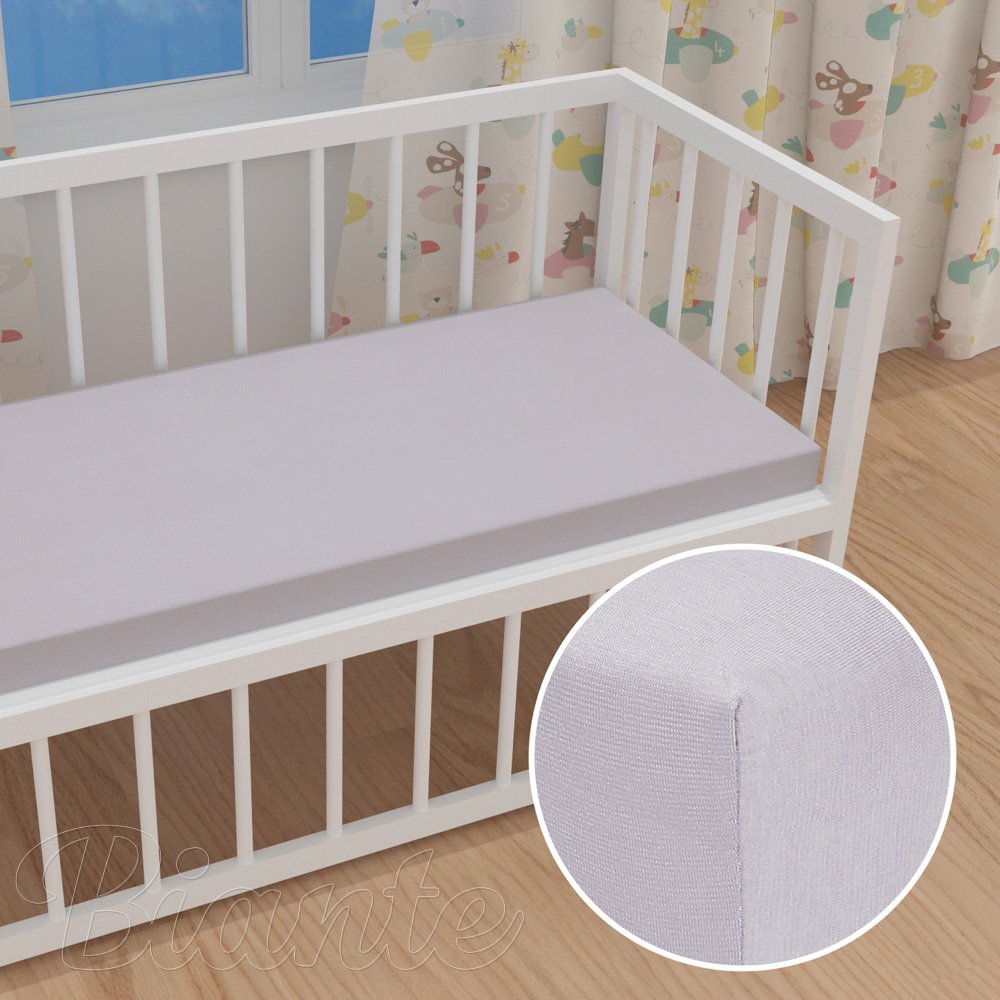 Dětské jersey napínací prostěradlo do postýlky JR-028 Světle šedé - Biante.cz