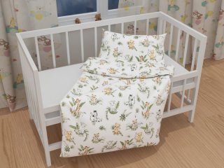 Dětské bavlněné povlečení do postýlky Sandra SA-475 Zvířátka v Safari na bílém - detail 1 - Biante.cz Dětské bavlněné povlečení do postýlky Sandra SA-475 Zvířátka v Safari na bílém - detail 1 - Biante.cz