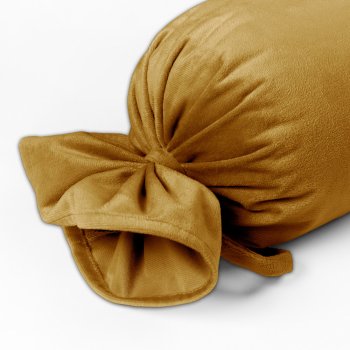 Sametový polštář válec bonbon Velvet Premium SVP-047 Hořčicový - detail 1 - Biante.cz