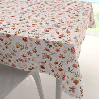 Bavlnený štvorcový obrus Sandra SA-731 Červený kvetovaný vzor na bielom - Biante.sk