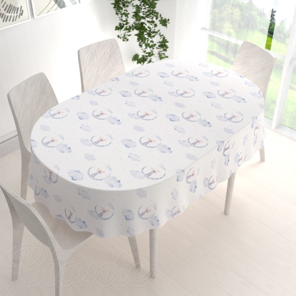 Dětský bavlněný oválný ubrus Sandra SA-579 Myšky mezi modrými obláčky - detail 1 - Biante.cz Dětský bavlněný oválný ubrus Sandra SA-579 Myšky mezi modrými obláčky - detail 1 - Biante.cz