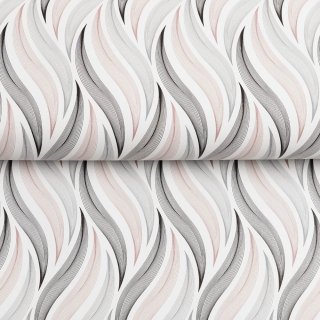 PVC obrus Sivo-čierno-vínové designové vlnky na bielom PV-199 - metráž š. 140 cm - detail 2 - Biante.sk