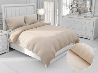Damaškové ložní povlečení Atlas Gradl béžové proužky 2 cm DM-018 - Biante.cz