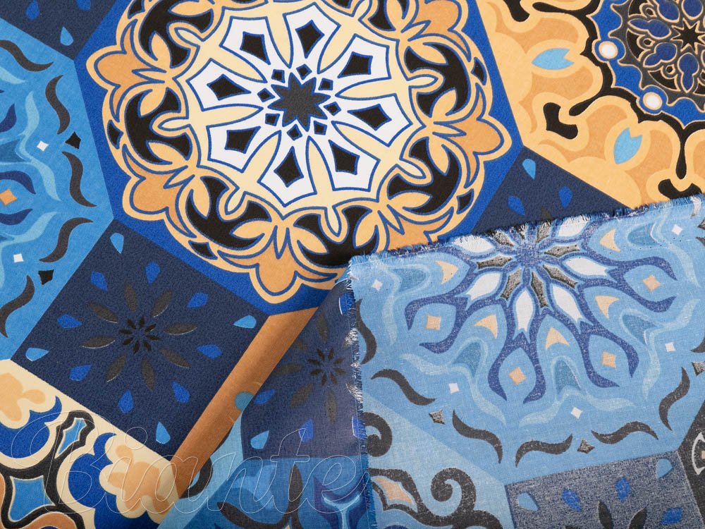 Bavlněná látka/plátno Sandra SA-448 Modro-oranžové marocké dlaždice - šířka 160 cm - detail 4 - Biante.cz Bavlněná látka/plátno Sandra SA-448 Modro-oranžové marocké dlaždice - šířka 160 cm - detail 4 - Biante.cz