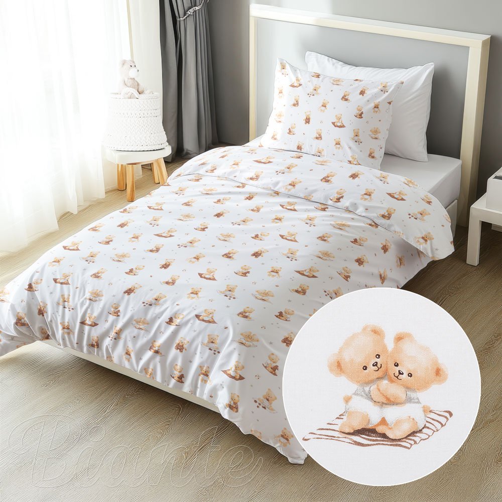 Dětské bavlněné ložní povlečení Sandra SA-732 Medvědí miminka na bílém - Biante.cz
