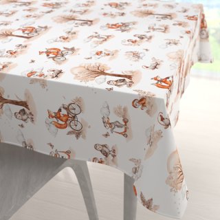 Dětský bavlněný čtvercový ubrus Sandra SA-696 Lišky na kolách - hnědé na bílém - Biante.cz Dětský bavlněný čtvercový ubrus Sandra SA-696 Lišky na kolách - hnědé na bílém - Biante.cz