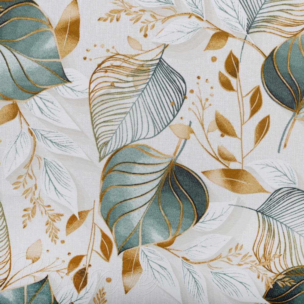 Dekorační látka Leona LN-174 Zelené listy na režném - šířka 140 cm a 280 cm - detail 6 - Biante.cz