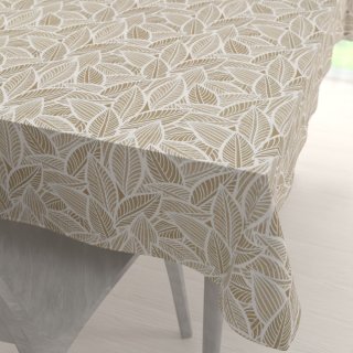 Veľký dekoračný obdĺžnikový obrus Leona LN-168 Biele listy na svetlo hnedom - Biante.sk Veľký dekoračný obdĺžnikový obrus Leona LN-168 Biele listy na svetlo hnedom - Biante.sk