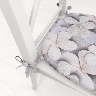 Oblý podsedák PML-032 Designové kvety na sivom - 39x37x3 cm - detail 1 - Biante.sk