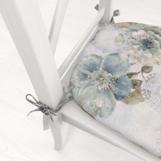Oblý podsedák PML-052 Tyrkysové květy s orientálními kruhy - 39x37x3 cm - detail 1 - Biante.cz