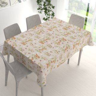 Detský bavlnený obdĺžnikový obrus Sandra SA-695 Veveričky a ježkovia na svetlo béžovom - detail 1 - Biante.sk Detský bavlnený obdĺžnikový obrus Sandra SA-695 Veveričky a ježkovia na svetlo béžovom - detail 1 - Biante.sk