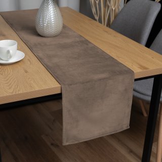 Sametový běhoun na stůl Velvet Premium SVP-005 Světle hnědý - Biante.cz