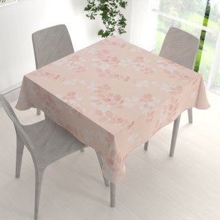 Bavlněný čtvercový ubrus Sandra SA-682 Eukalyptové listy na pastelově růžovém - detail 1 - Biante.cz