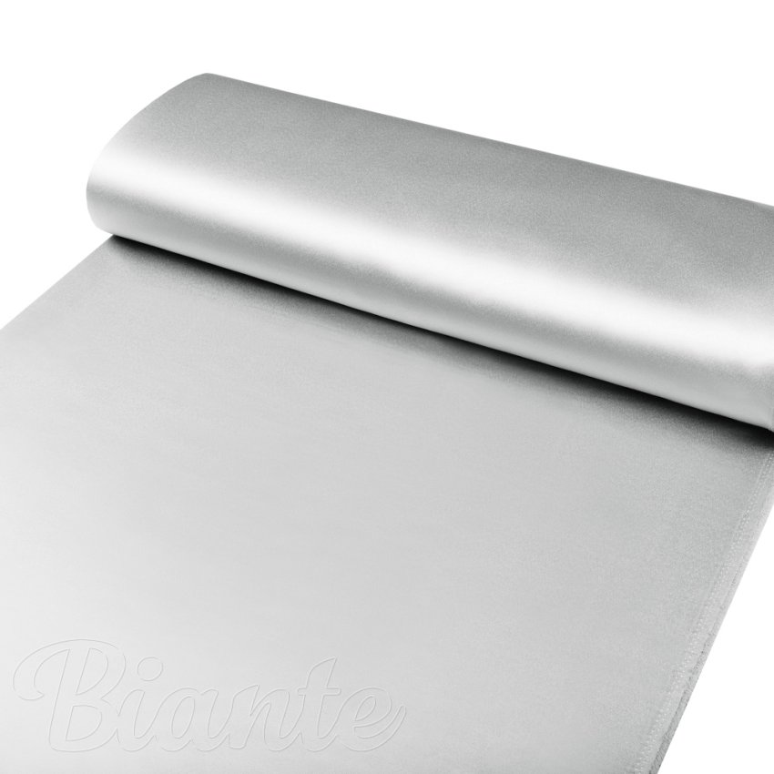 Látka polyesterový satén LUX-011 Stříbrná - šířka 150 cm - detail 3 - Biante.cz