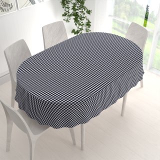 Bavlněný oválný ubrus Olivia OL-015 Černo-bílá kostka malá - detail 1 - Biante.cz