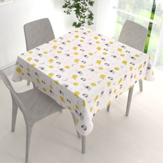 Detský bavlnený štvorcový obrus Sandra SA-649 Slony a levy na bielom - detail 1 - Biante.sk Detský bavlnený štvorcový obrus Sandra SA-649 Slony a levy na bielom - detail 1 - Biante.sk